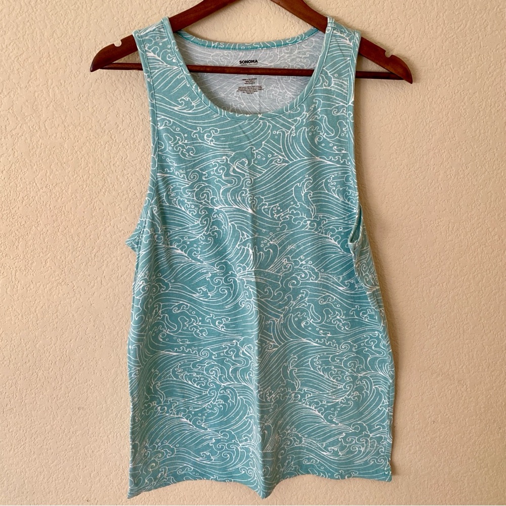 Women's Sonoma Blue Wave Pattern Tank Top